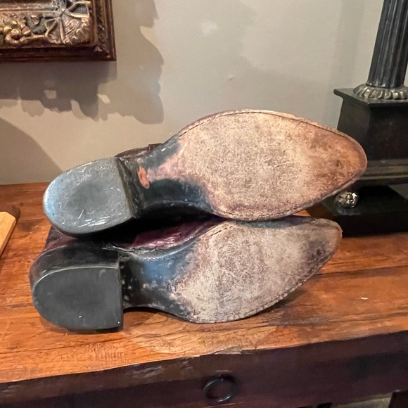J. Chisholm Maroon and Black Western Cowboy Boots - Picture 5 of 11